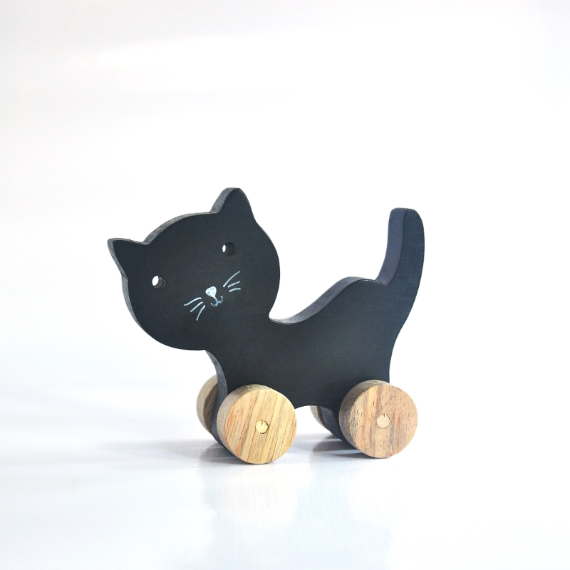Black Cat Wooden Push Toy